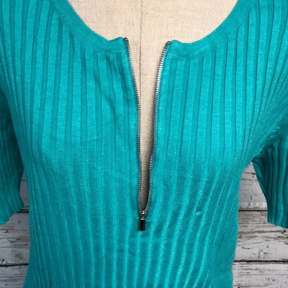 New York & Co Short Sleeve Half Zip Ribbed Sweater Size XL - Picture 3 of 6